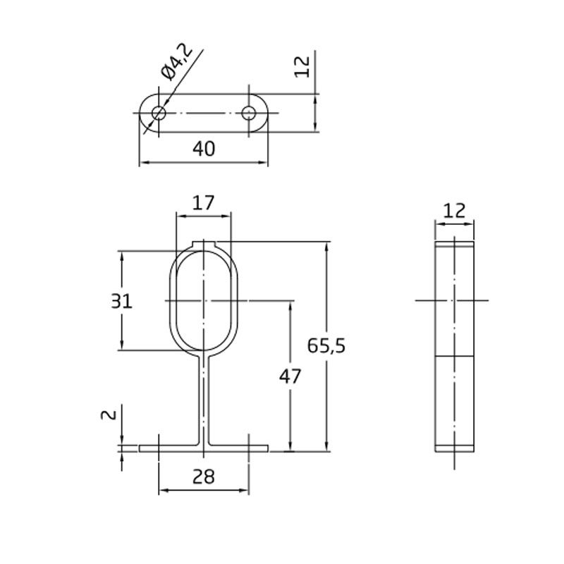 AMIG 8/3420 DARABRA MÁNDLIRÚDTARTÓ KÖZÉPSŐ 30*15mm FEHÉR OVÁL FEHÉR CSŐHÖZ  BÚTORTARTOZÉK