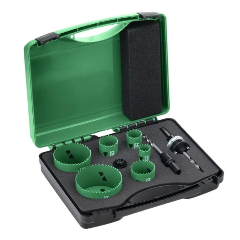 LYUKFŰRÉSZ KÉSZLET 8 RÉSZES 22-82mm+ADAPTER HIKOKI 4101075 KÉSZLETEK LYUKFŰRÉSZ KÉSZLET 8 RÉSZES 22-82mm+ADAPTER HIKOKI 4101075 KÉSZLETEK