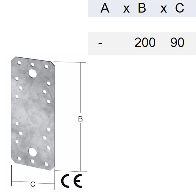 ÖSSZEKÖTŐLEMEZ HG. 200*090/3.0 SARKÍTOTT ÉLLEL VORMANN 70907 TETŐSZERKEZETI ELEM