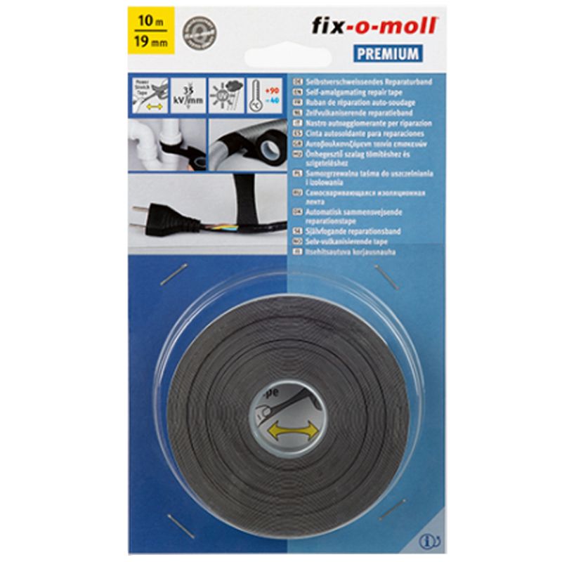 FIX-O-MOLL 3563085 RAGASZTÓSZALAG PREMIUM FEKETE 10M*19mm UV ÉS IDŐJ. ÖNVULKAN.  SZALAGOK