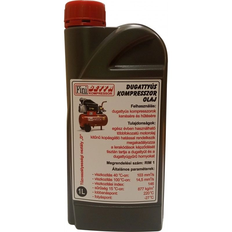 HAJTÓMŰ OLAJ 1L DUGATTYÚS KOMPRESSZOR OLAJ FINI RIM1 KENŐANYAG HAJTÓMŰ OLAJ 1L DUGATTYÚS KOMPRESSZOR OLAJ FINI RIM1 KENŐANYAG
