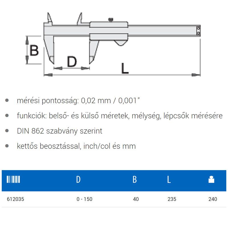 UNIOR 612035 TOLÓMÉRŐ 150/0.01 STANDARD 271  MÉRŐESZKÖZÖK