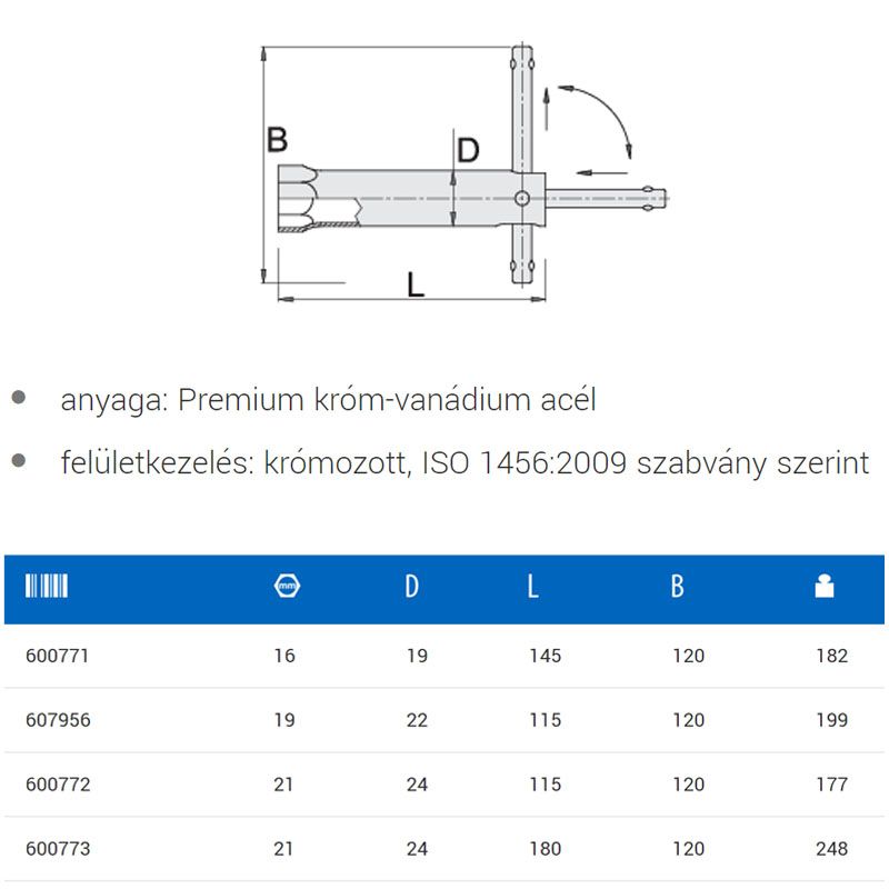UNIOR 600771 GYERTYAKULCS KÉZI 16-145MM 185/2 CSŐ ALAKÚ  SZERSZÁM-KULCSOK