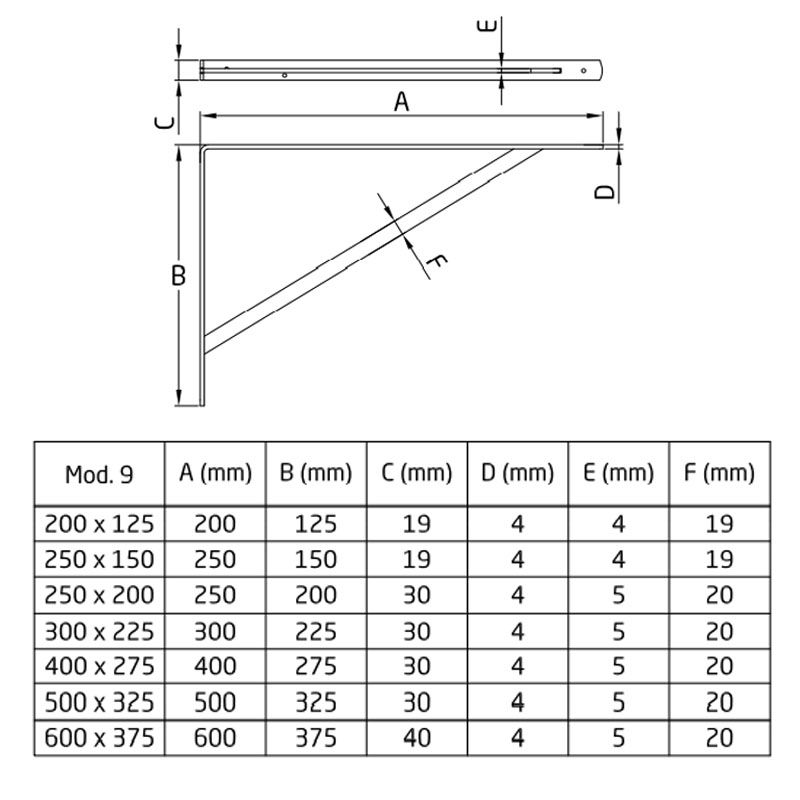 AMIG 9/5774 POLCTARTÓ KONZOL 300/225*30*4 FEHÉR NEHÉZ ÁTLÓVAL TB:260KG 