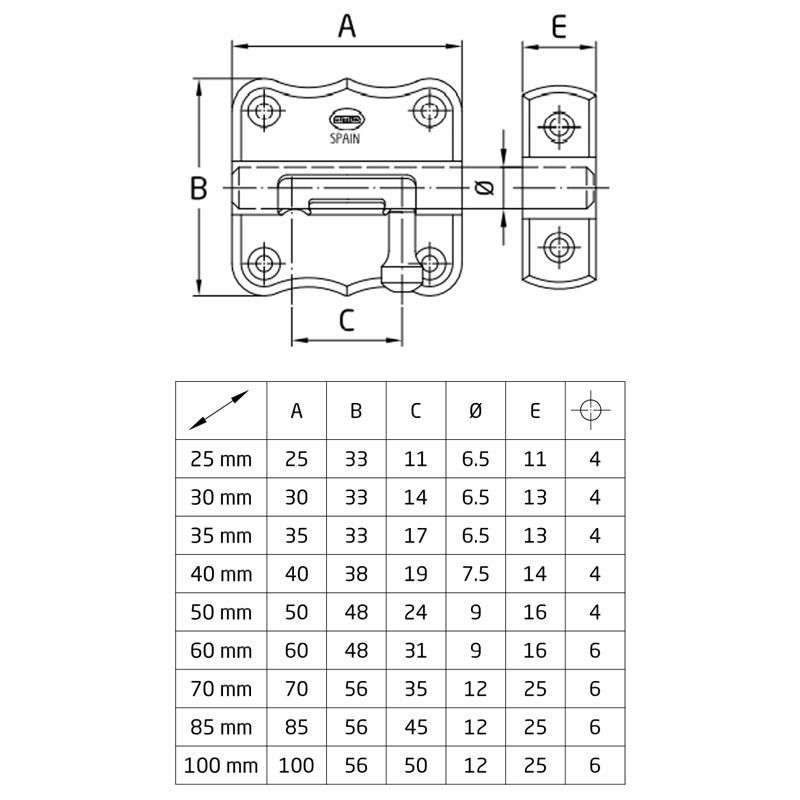 AMIG 384/248 TOLÓZÁR BAJONETT 85mm NIKKEL PASADOR-KÉTIRÁNYÚ  AJTÓVASALAT