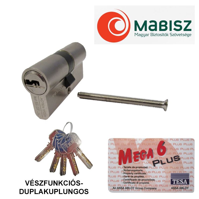 TESA MEGA-6 KÁRTYÁS CIL.ZÁRBET PONTF. 5KULCS 45/45 NIKKEL REGISZT. VÉSZFUNKCIÓS  AJTÓZÁR