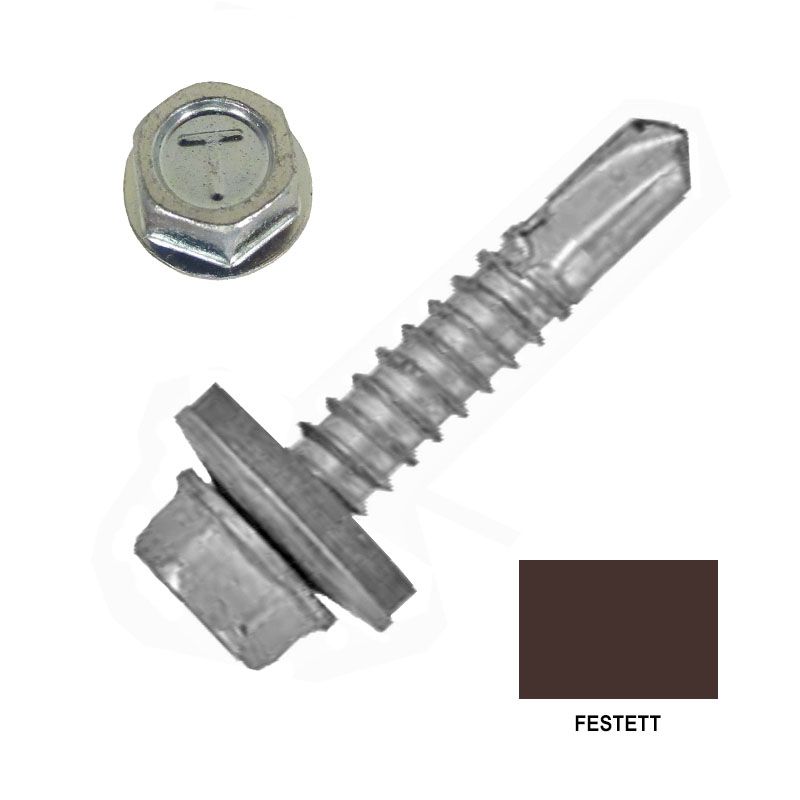 LEMEZCSAVAR ÖNFÚR.HLF D4.8*19 DIN 7504/K ALÁTÉTES CSOKIBARNA IMPORT-OCT RAL8017