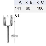 OSZLOPTARTÓ BETONOZHATÓ U FIX 141*60*96*4.0 TÜZIHORG. VORMANN 71320