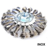 KÖRKEFE D115/22 LYUK 0.35 INOX FONOTT DRÓTTAL M14 HAPPY WORK 45030070 DRÓTKORONGOK ÉS KEFÉK