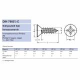 BIZT.LEMEZCSAVAR D4.8*32 DIN 7982 A2 SFTORX-CSAPOS INOX EGYEDI KULCSNYÍLÁSÚ SPECIÁLIS KÖTŐELEMEK