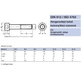 BK HENGERESFEJŰ M8*16 DIN 912 8.8 SHG. EGYEDI RETRO IMPORT METRIKUS CSAVAROK