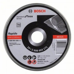 BOSCH 2608603255 VÁGÓKORONG INOXHOZ D125*1.0Q 22LYUK 10DB/FÉMDOBOZ  VÁGÓKORONG